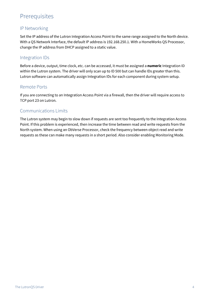 Preview thumbnail of page 4 of the LutronQS Driver Manual PDF document.